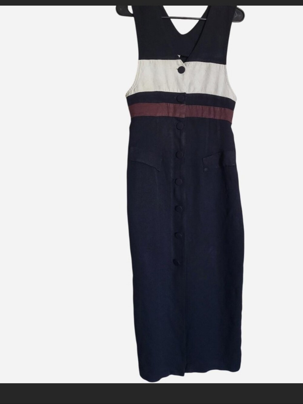 Vintage button up tank top dress with tie in the back